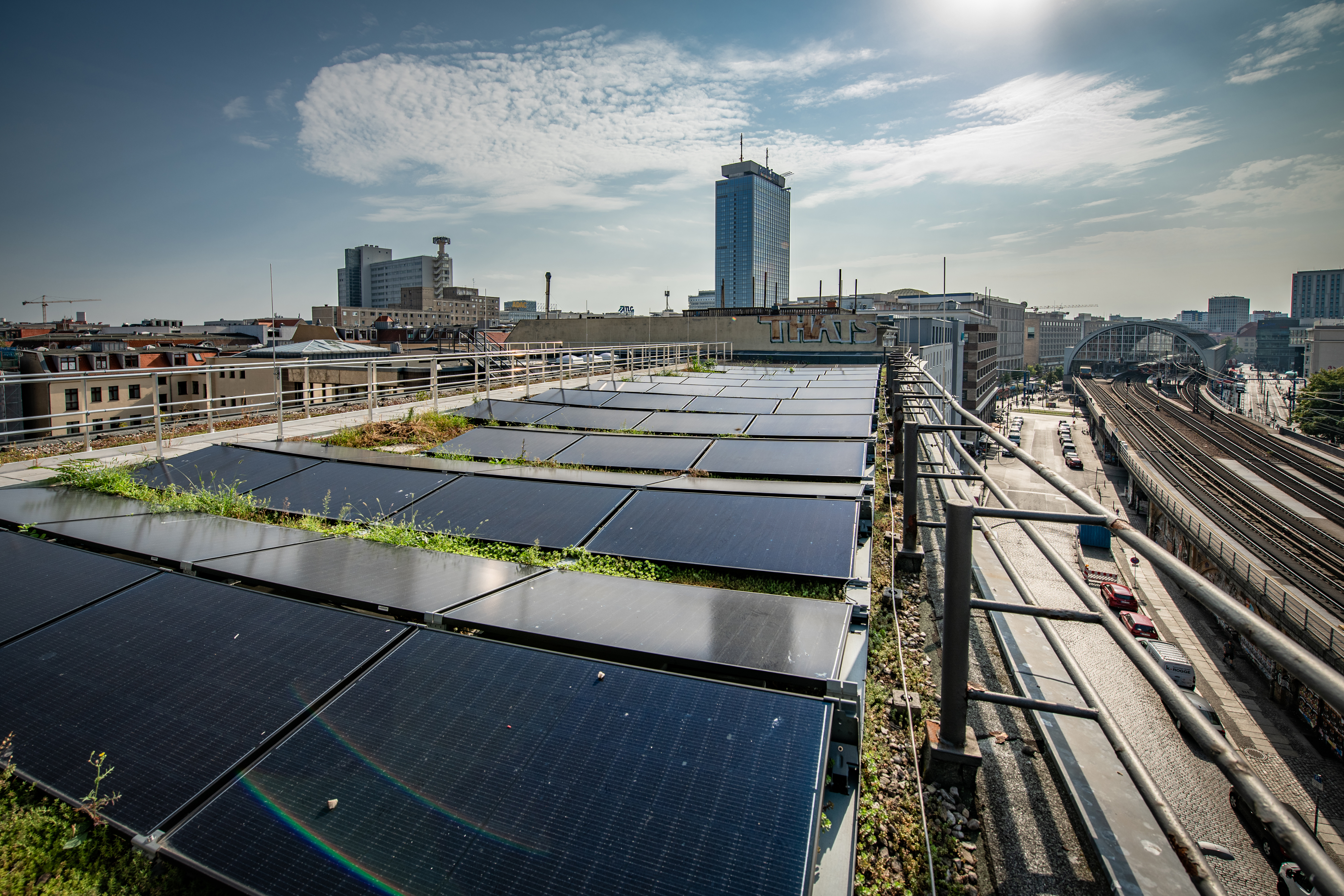 Photovoltaik-Anlage auf dem Dach der WBM-Zentrale in Berlin-Mitte.
